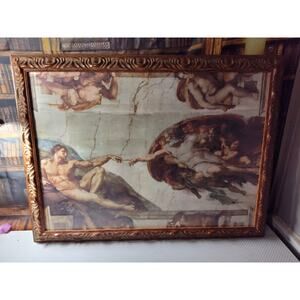 The Creation of Adam Painting Art Print (Framed)
